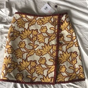 Topshop Floral Mini Skirt in Yellow and Brown